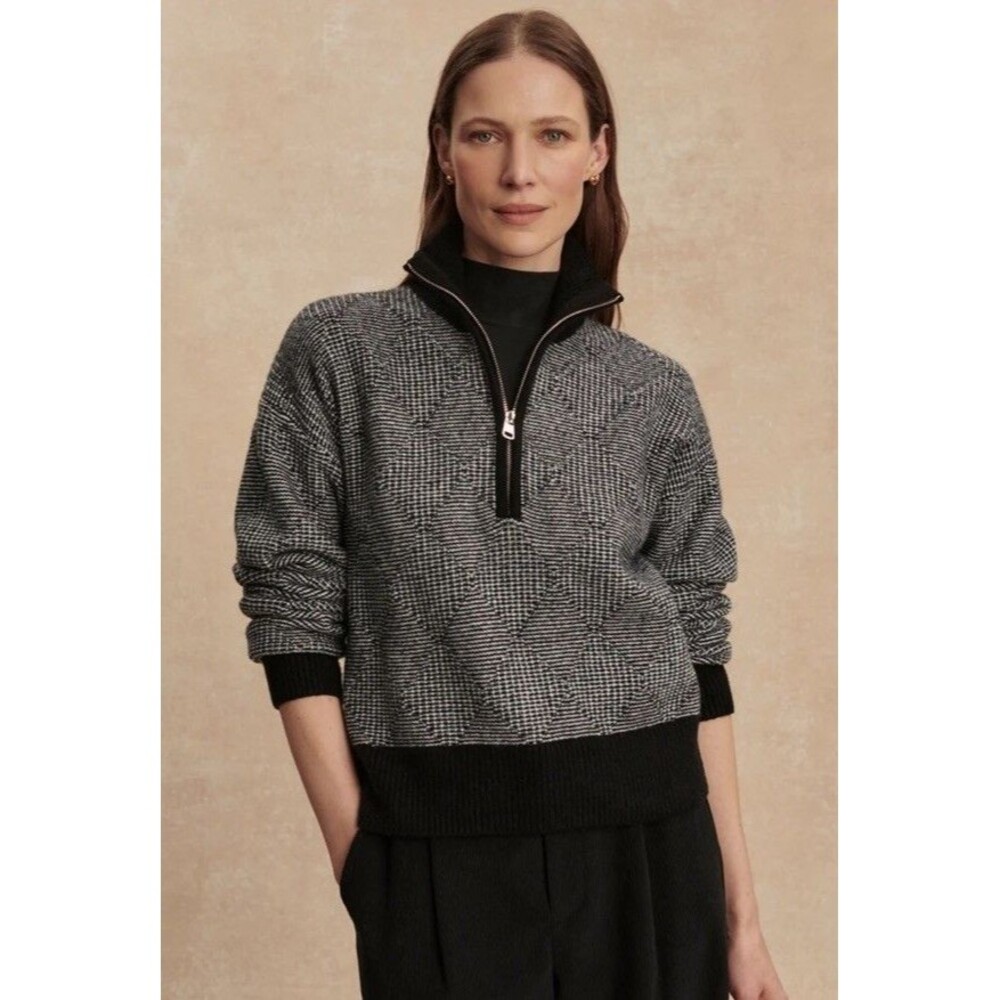 Varley Aldridge Half Zip Knit Sweater in Black Medium